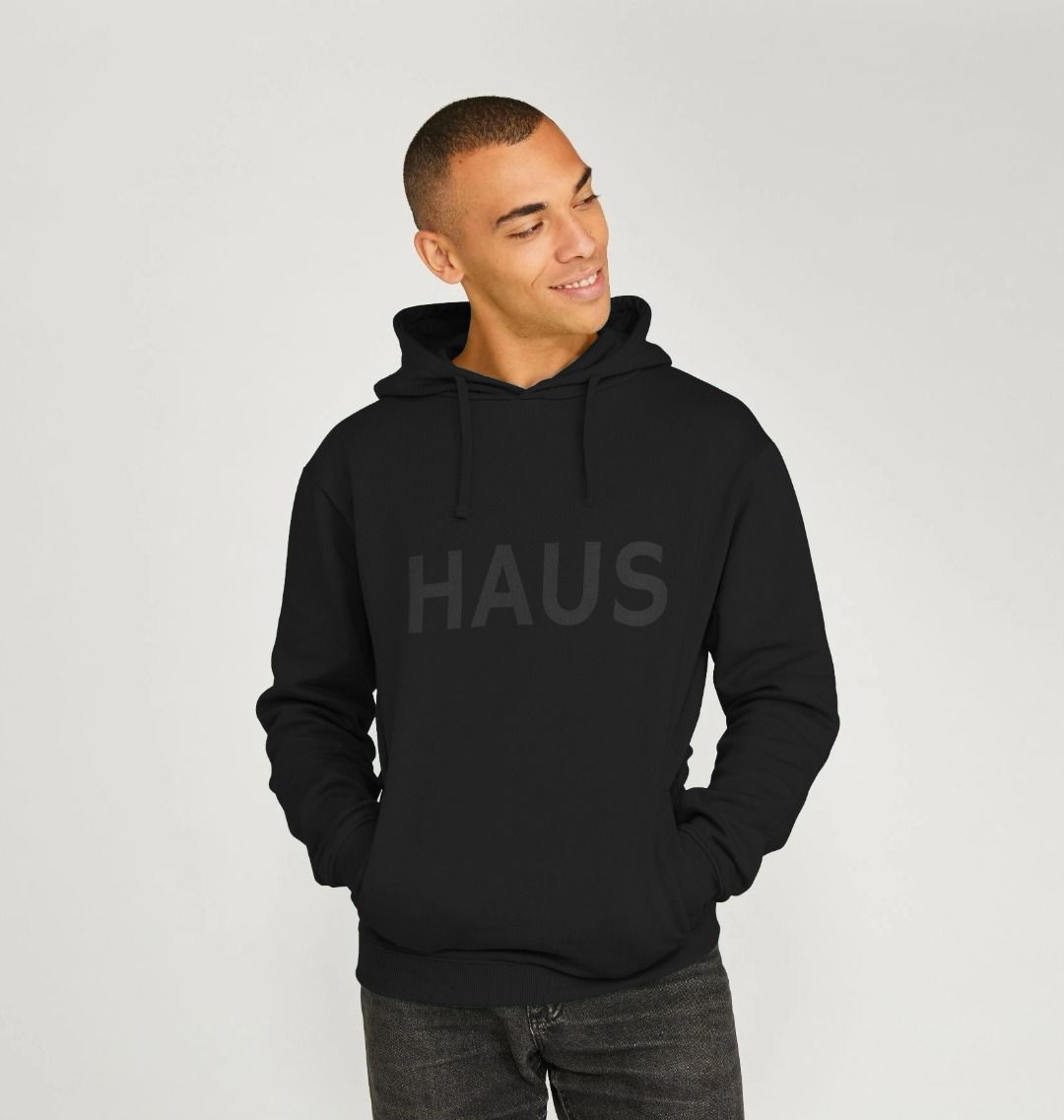 Black Haus Collection Hoodie male model lifestyle studio shot